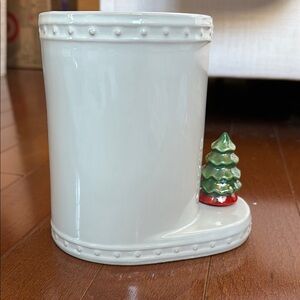 Nora Fleming Counter Top Crock for Utensils and More and Christmas Tree Mini